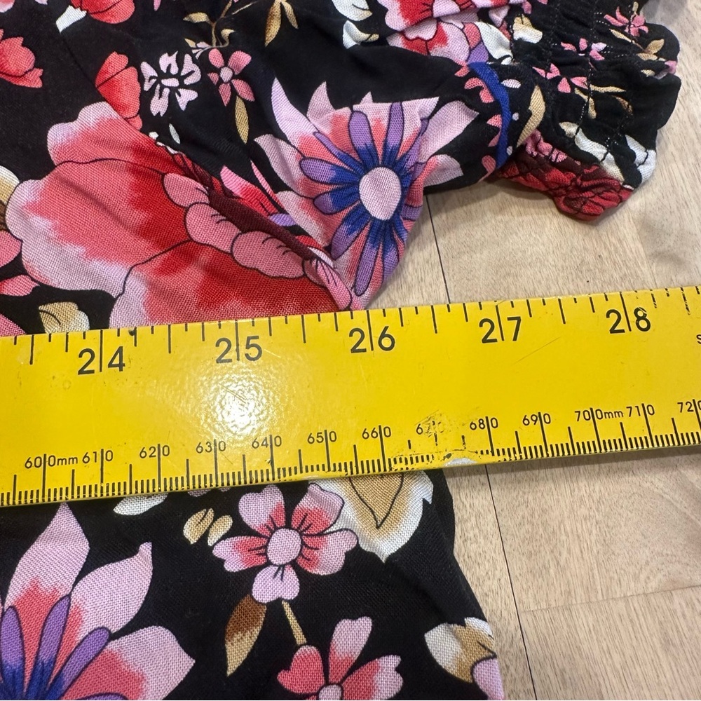 Cynthia Rowley Womens 2X Stretch Black Floral Tunic V-Neck 3/4 Sleeve Blouse Top - Picture 10 of 12